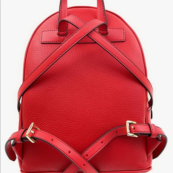 Brand New Michael Kors Red With Gold Hardware Adina Medium Pebbled Backpack - Picture 3 of 5